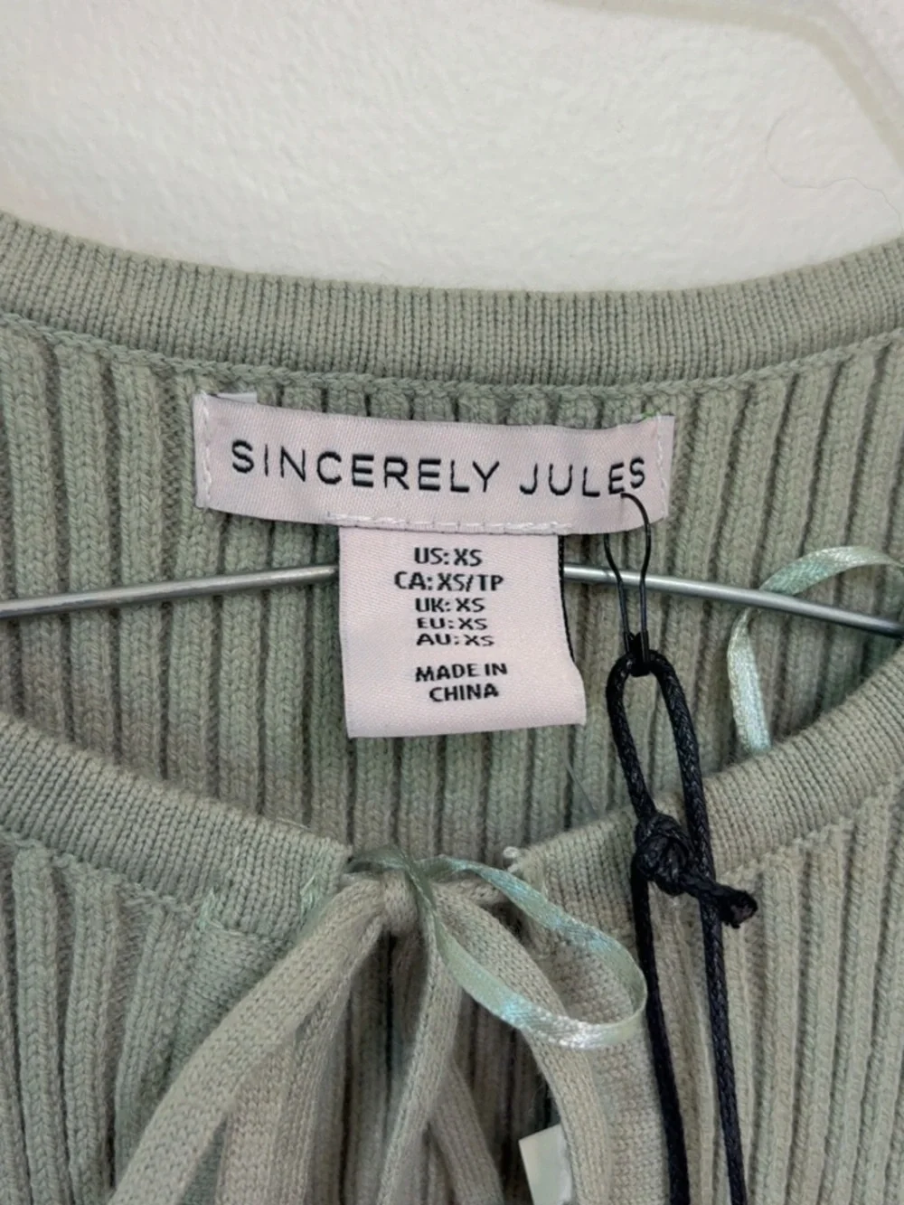 Sincerely Jules Sage Green Ribbed Tie-Front Tank Top - Picture 2 of 3